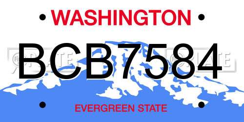 BCB7584 Washington License Plate