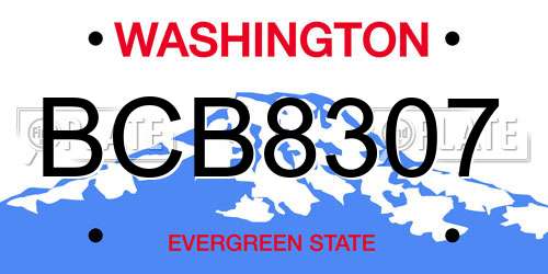 BCB8307 Washington License Plate