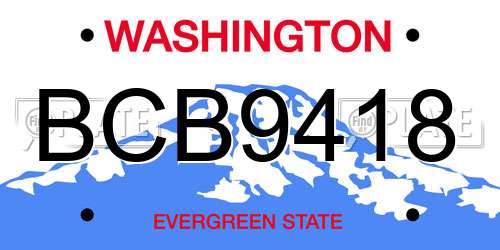 BCB9418 Washington License Plate