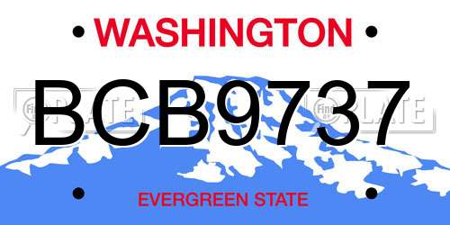 BCB9737 Washington License Plate