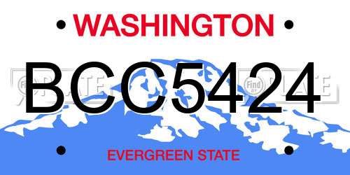 BCC5424 Washington License Plate