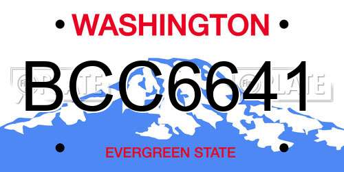 BCC6641 Washington License Plate