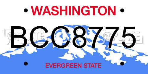 BCC8775 Washington License Plate