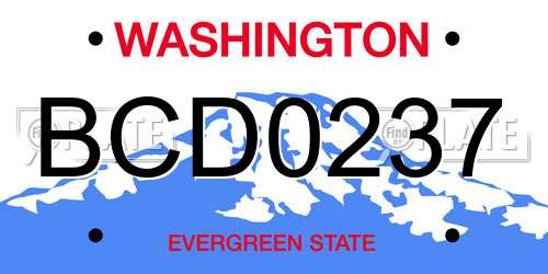 BCD0237 Washington License Plate