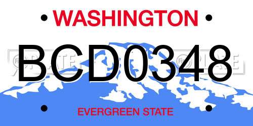 BCD0348 Washington License Plate