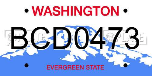 BCD0473 Washington License Plate