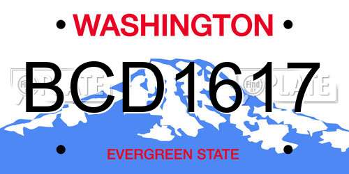 BCD1617 Washington License Plate