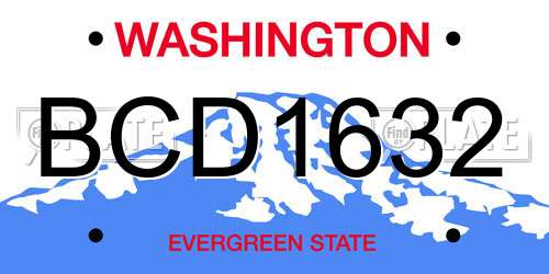 BCD1632 Washington License Plate