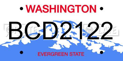 BCD2122 Washington License Plate