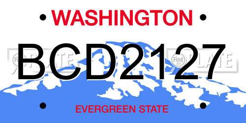BCD2127 Washington License Plate