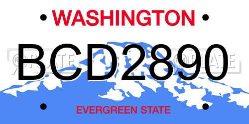 BCD2890 Washington License Plate