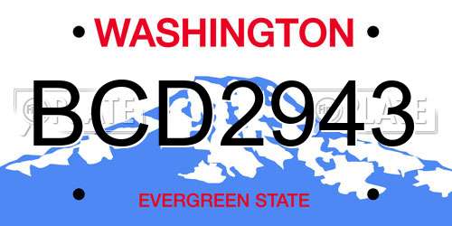 BCD2943 Washington License Plate