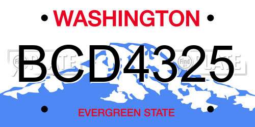 BCD4325 Washington License Plate