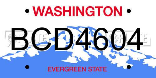 BCD4604 Washington License Plate