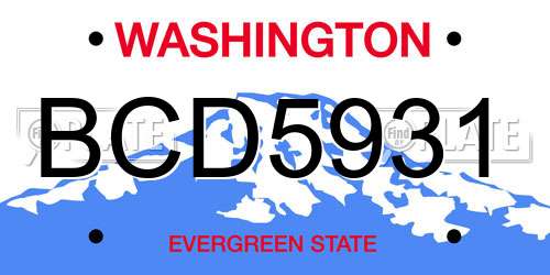 BCD5931 Washington License Plate