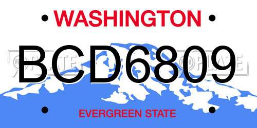 BCD6809 Washington License Plate