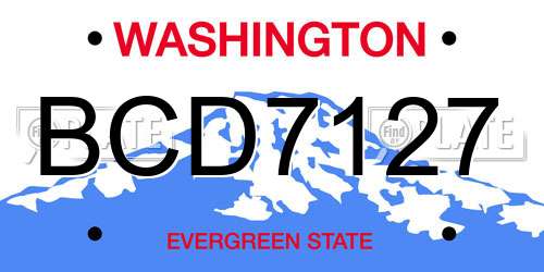 BCD7127 Washington License Plate