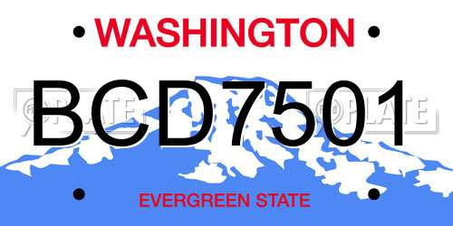 BCD7501 Washington License Plate
