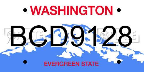 BCD9128 Washington License Plate