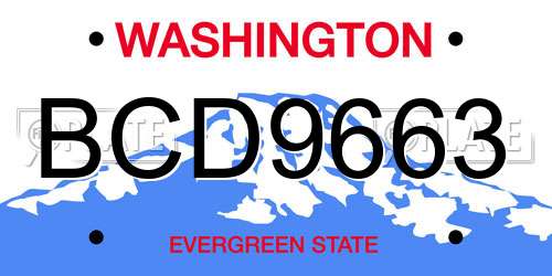 BCD9663 Washington License Plate