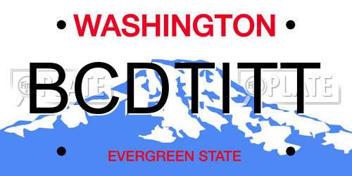 BCDTITT Washington License Plate