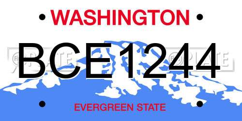BCE1244 Washington License Plate