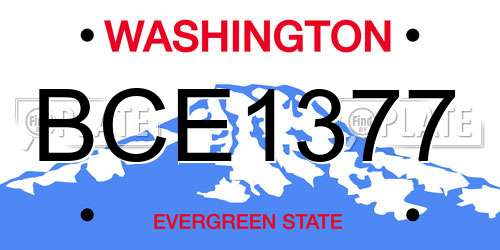 BCE1377 Washington License Plate