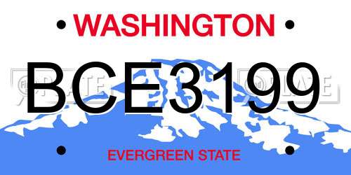BCE3199 Washington License Plate
