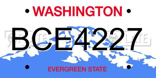 BCE4227 Washington License Plate