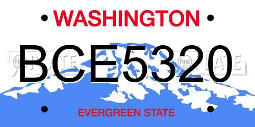 BCE5320 Washington License Plate