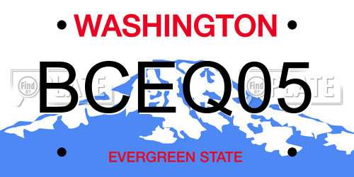 BCEQ05 Washington License Plate