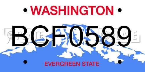 BCF0589 Washington License Plate