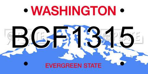 BCF1315 Washington License Plate