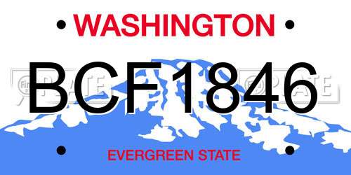 BCF1846 Washington License Plate