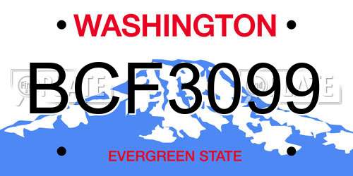 BCF3099 Washington License Plate