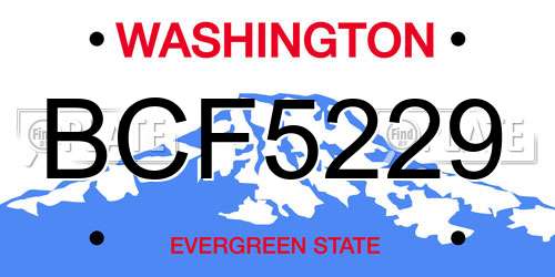 BCF5229 Washington License Plate
