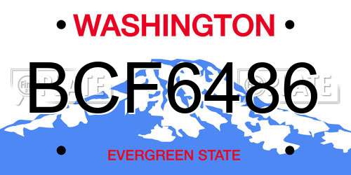 BCF6486 Washington License Plate