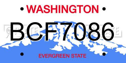 BCF7086 Washington License Plate