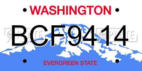 BCF9414 Washington License Plate