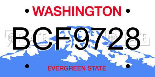 BCF9728 Washington License Plate