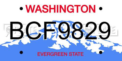BCF9829 Washington License Plate