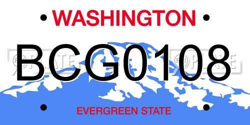 BCG0108 Washington License Plate