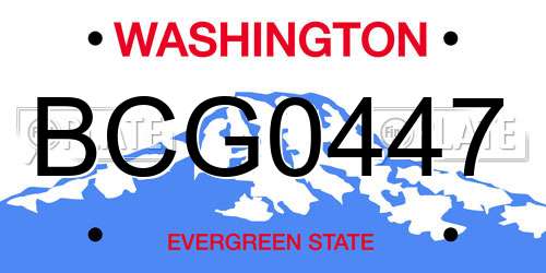 BCG0447 Washington License Plate