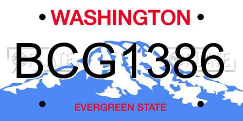 BCG1386 Washington License Plate