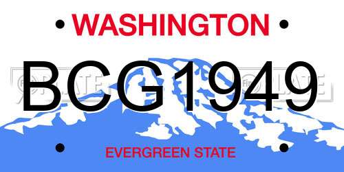 BCG1949 Washington License Plate