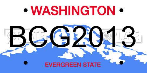 BCG2013 Washington License Plate