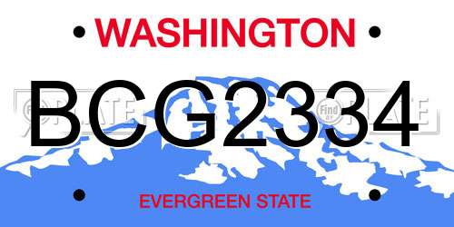 BCG2334 Washington License Plate