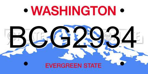 BCG2934 Washington License Plate
