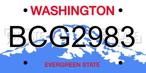 BCG2983 Washington License Plate