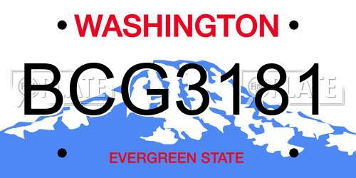 BCG3181 Washington License Plate